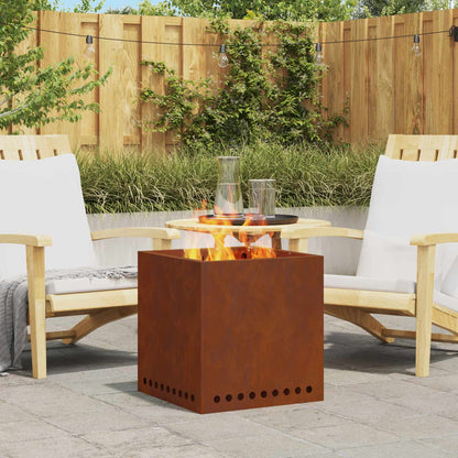 Rauchfreier Feuerkorb Braun 48 x 48 x 50 cm Wetterfeststahl