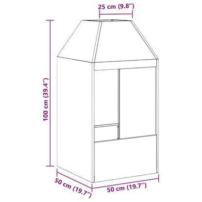 Feuerstelle Schwarz 50 x 50 x 100 cm Stahl