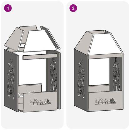 Feuerstelle Schwarz 50 x 50 x 100 cm Stahl