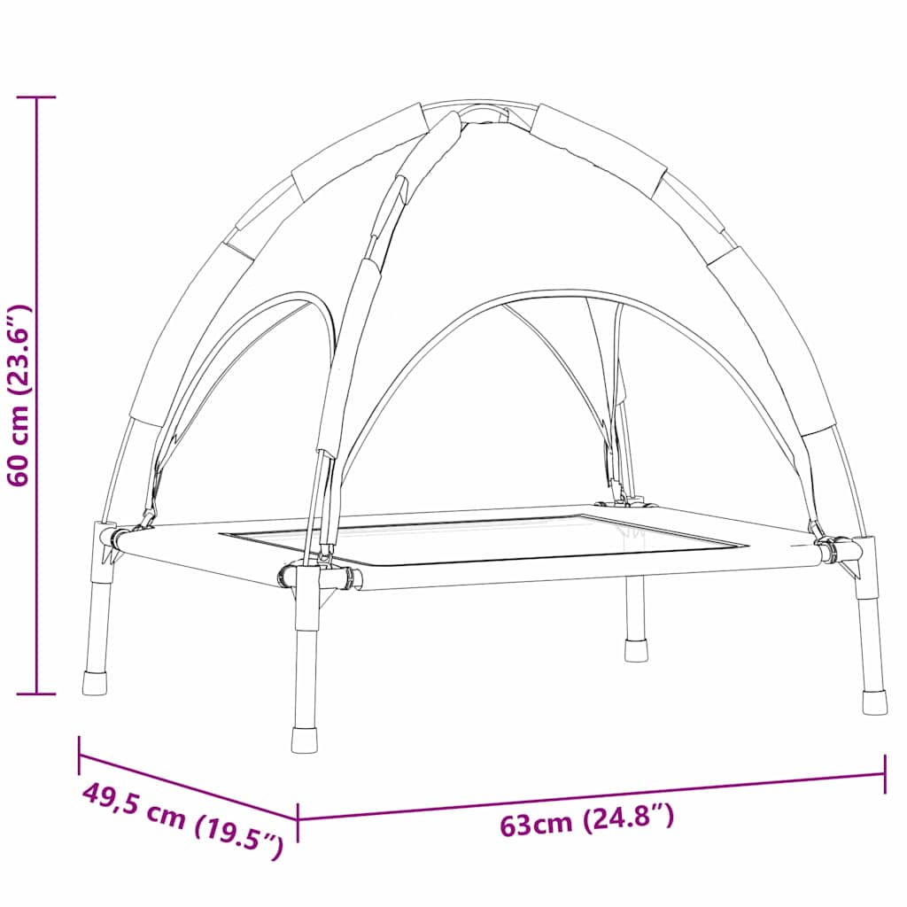 Hundebett Schwarz 63 x 49,5 x 60 cm Stahl