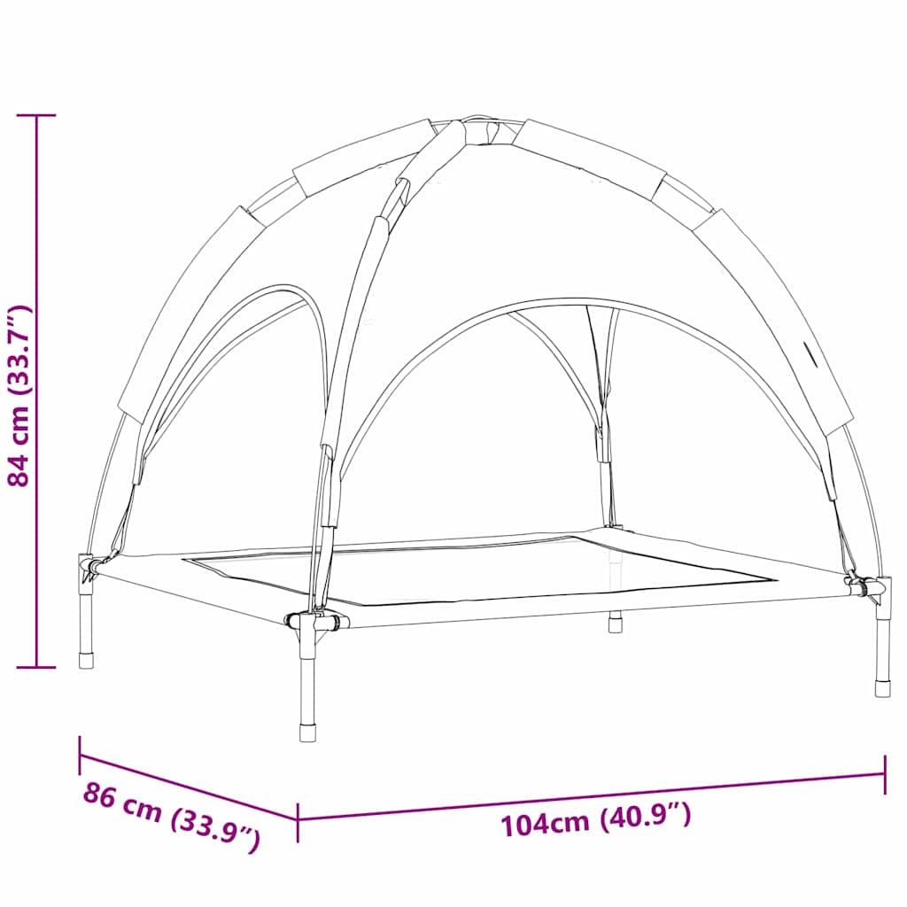 Hundebett Silber Grau 104 x 86 x 84,5 cm Stahl