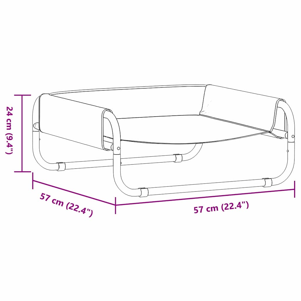 Hundebett Hellgrau 57 x 57 x 24 cm Stahl