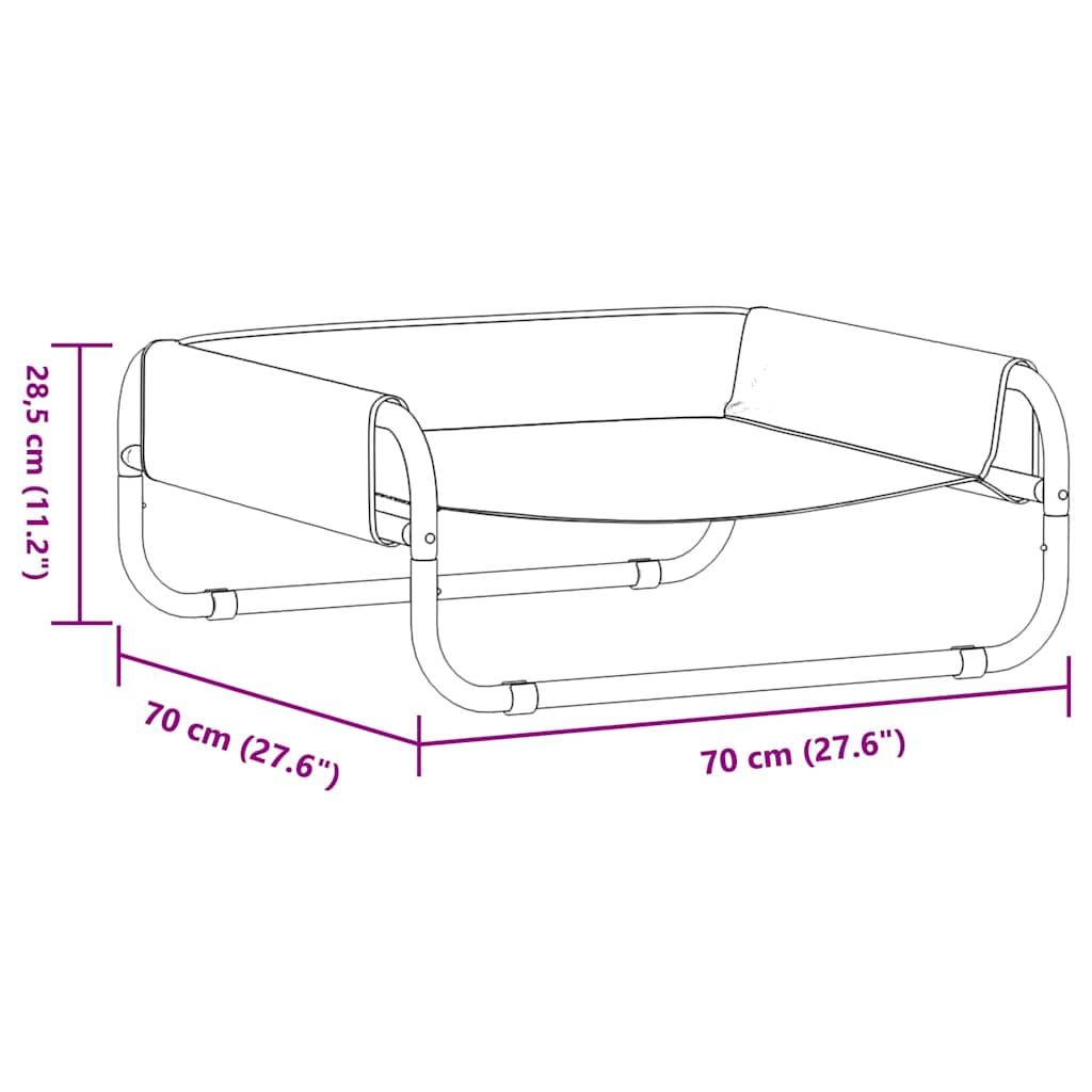 Hundebett Hellgrau 70 x 70 x 28,5 cm Stahl