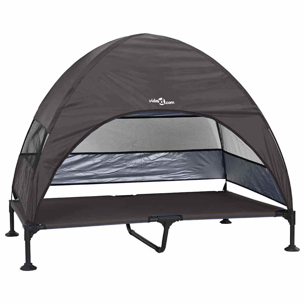 Hochgelegtes Hundebett Braun 127 x 81 x 108 cm Stoff und Stahl