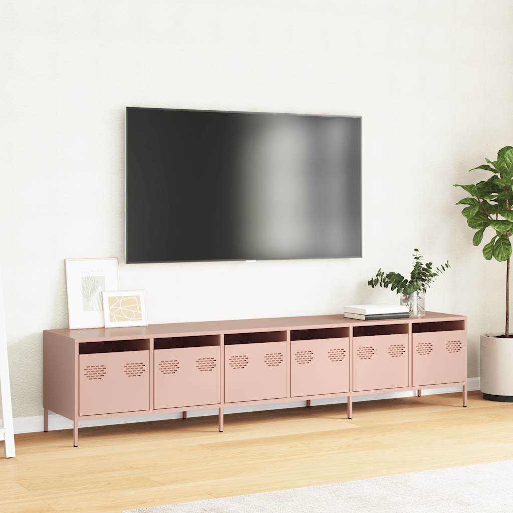 TV-Schrank Rosa 202x39x43,5 cm Kaltgewalzter Stahl