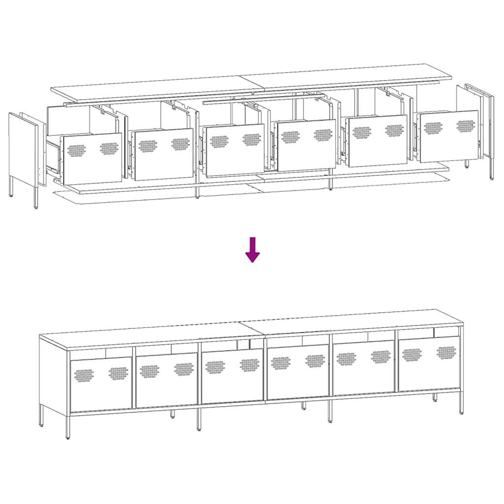 TV-Schrank Rosa 202x39x43,5 cm Kaltgewalzter Stahl