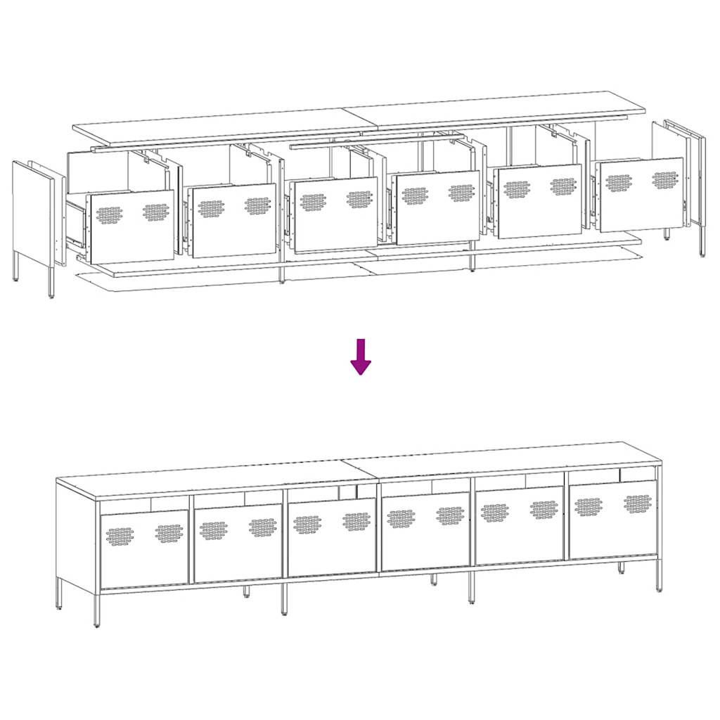 TV-Schrank Senfgelb 202x39x43,5 cm Kaltgewalzter Stahl