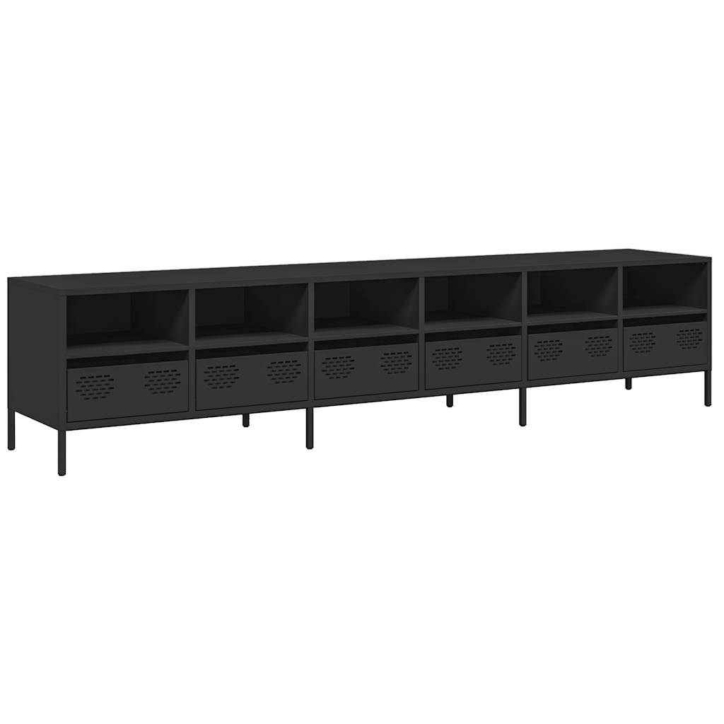 TV-Schrank Schwarz 202x39x43,5 cm Kaltgewalzter Stahl