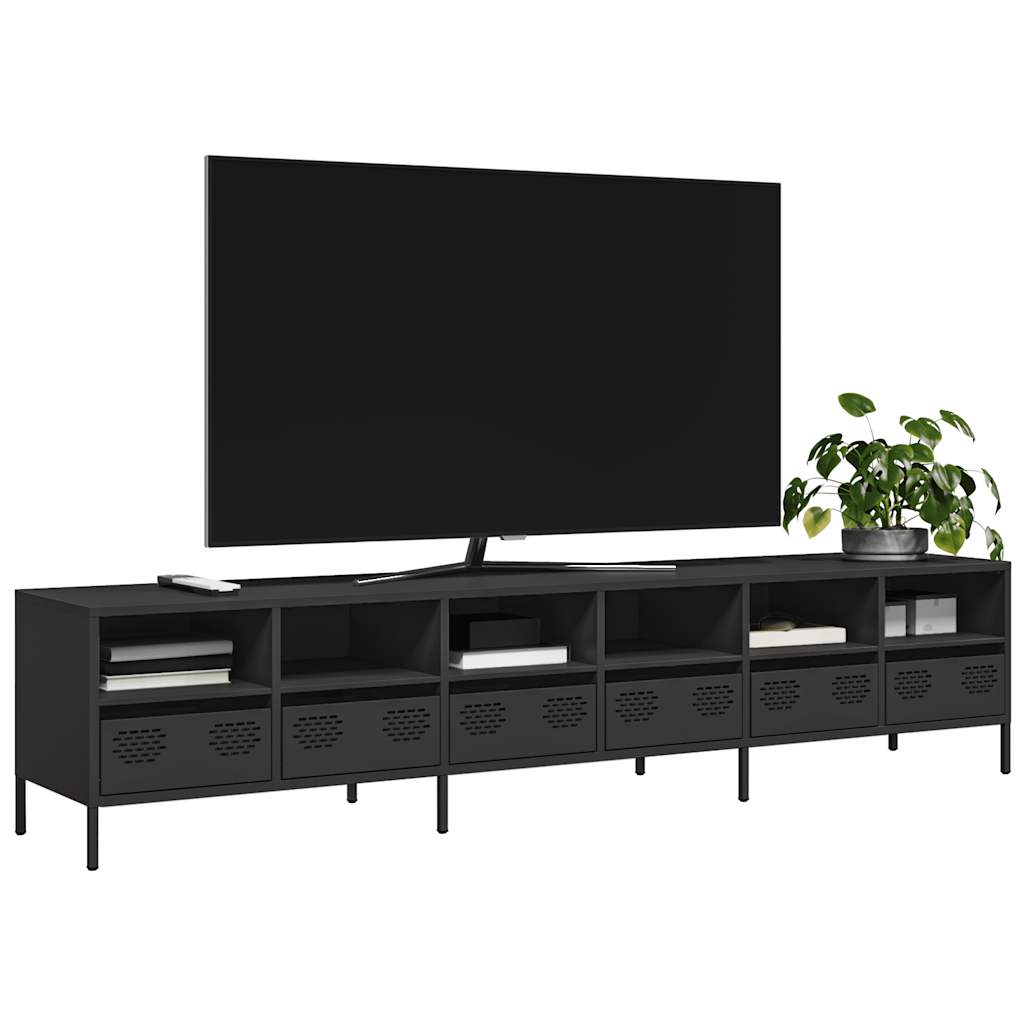 TV-Schrank Schwarz 202x39x43,5 cm Kaltgewalzter Stahl