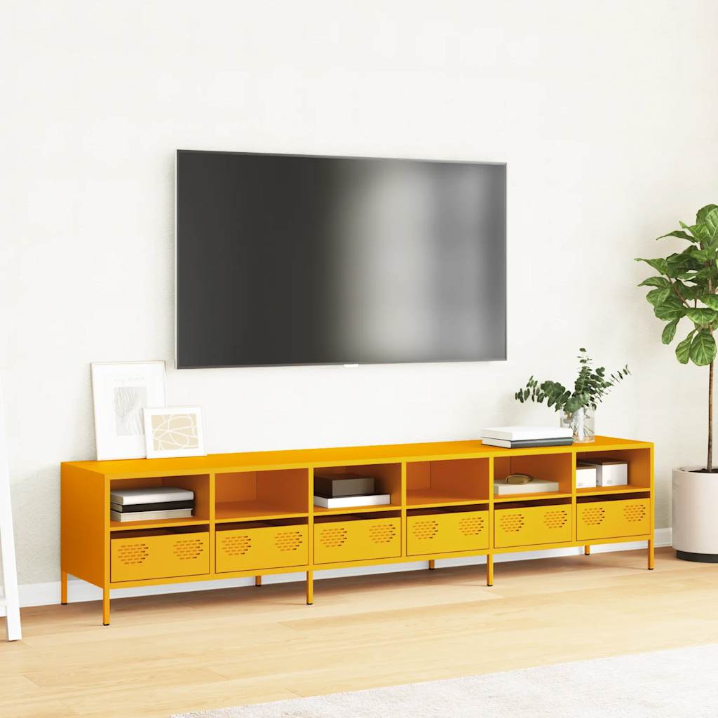 TV-Schrank Senfgelb 202x39x43,5 cm Kaltgewalzter Stahl