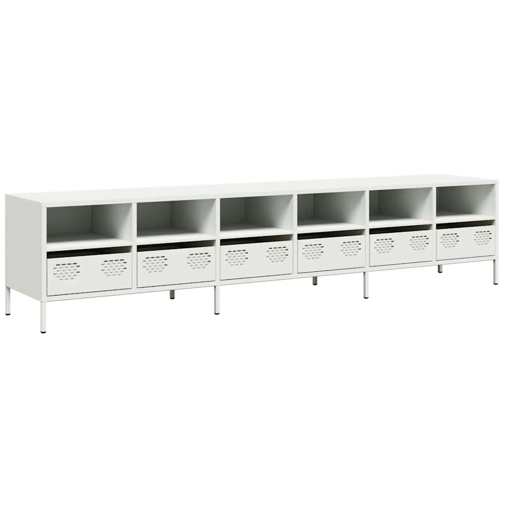 TV-Schrank Weiß 202x39x43,5 cm Kaltgewalzter Stahl