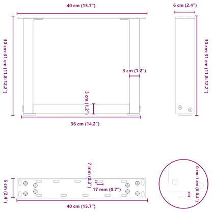 Couchtischbeine U-Form 2 Stk. Weiß 40x(30-31) cm Stahl