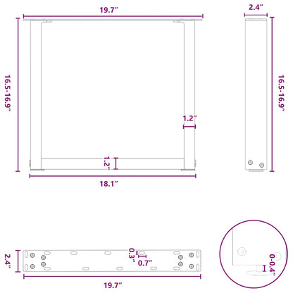 Couchtischbeine U-Form 2 Stk. Anthrazit 50x(42-43) cm Stahl