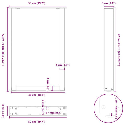 Esstischbeine U-Form 2 Stk. Anthrazit 50x(72-73) cm Stahl