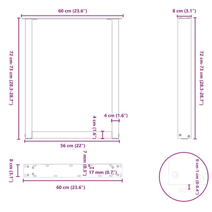 Esstischbeine U-Form 2 Stk. Weiß 60x(72-73) cm Stahl