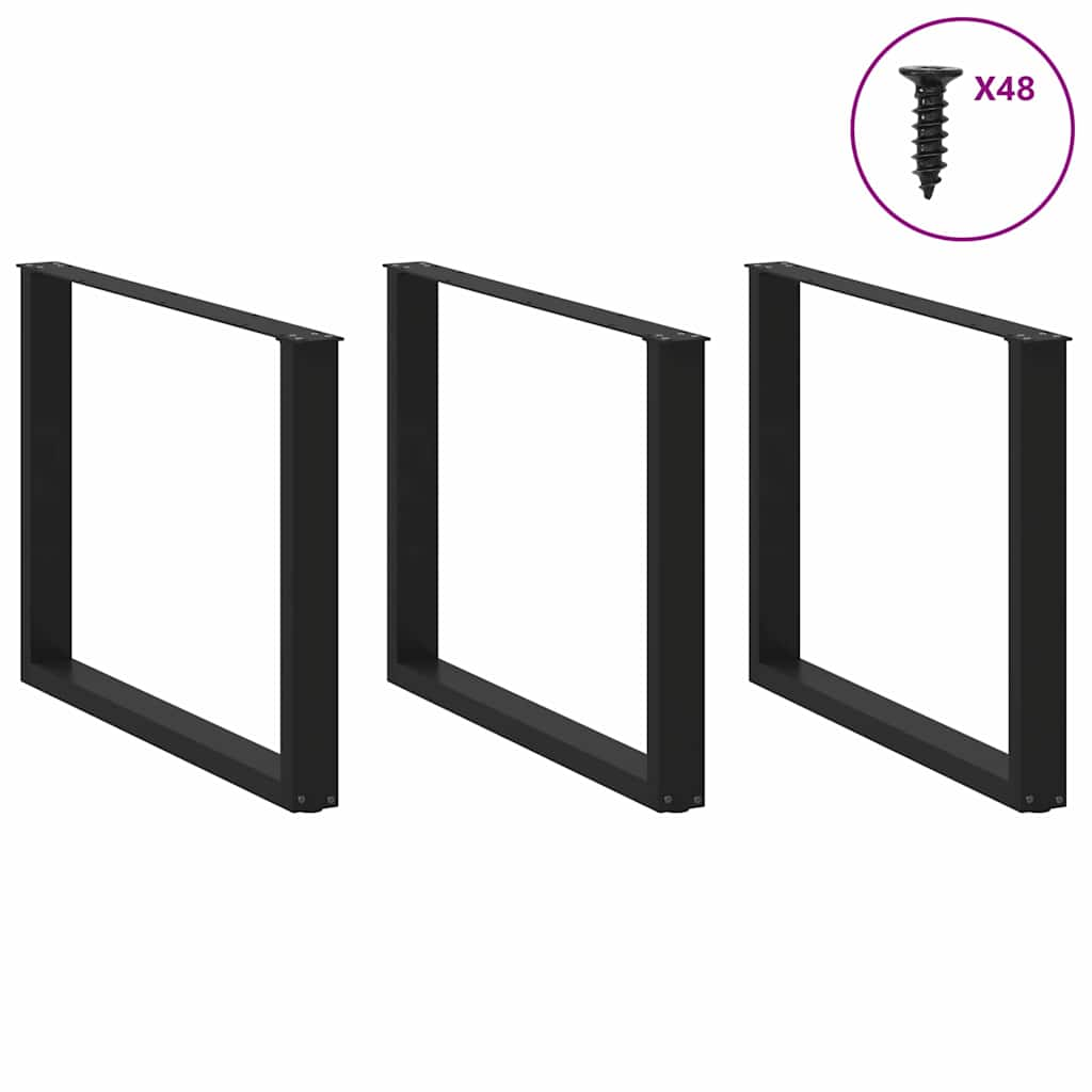 Esstischbeine U-Form 2 Stk. Schwarz 100x(72-73) cm Stahl