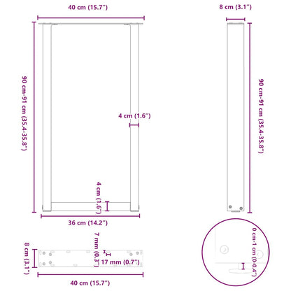 Couchtischbeine U-Form 2 Stk. Anthrazit 40x(90-91) cm Stahl