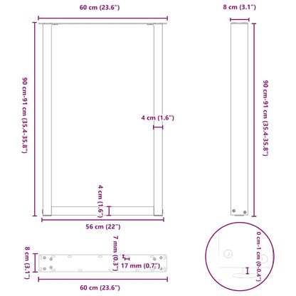 Couchtischbeine U-Form 2 Stk. Anthrazit 60x(90-91) cm Stahl