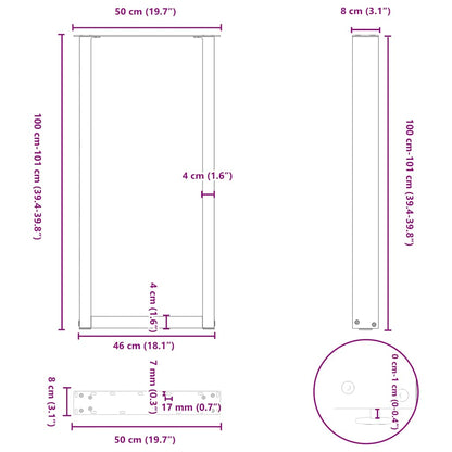 Couchtischbeine U-Form 2 Stk. Anthrazit 50x(100-101) cm Stahl