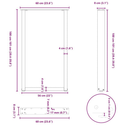 Couchtischbeine U-Form 2 Stk. Anthrazit 60x(100-101) cm Stahl