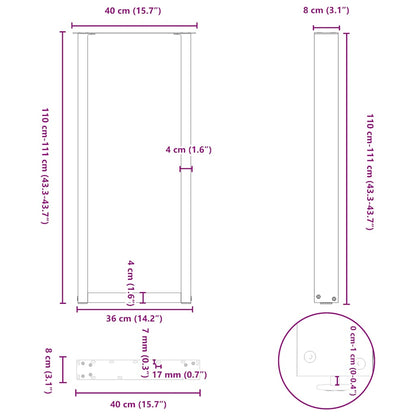 Couchtischbeine U-Form 2 Stk. Anthrazit 40x(110-111) cm Stahl