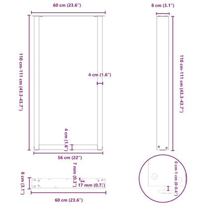 Couchtischbeine U-Form 2 Stk. Weiß 60x(110-111) cm Stahl