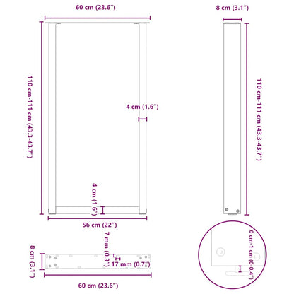 Couchtischbeine U-Form 2 Stk. Anthrazit 60x(110-111) cm Stahl