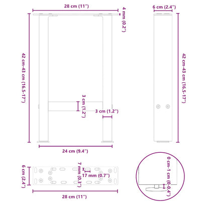 Couchtischbeine Weiß 2 Stk. 28x(42-43) cm Stahl