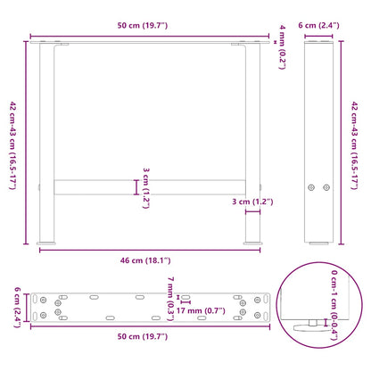 Couchtischbeine Anthrazit 2 Stk. 50x(42-43) cm Stahl