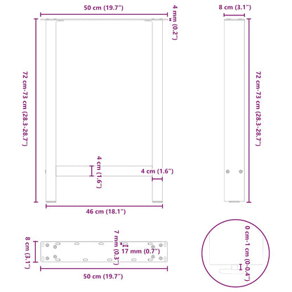 Couchtischbeine Anthrazit 2 Stk. 50x(72-73) cm Stahl