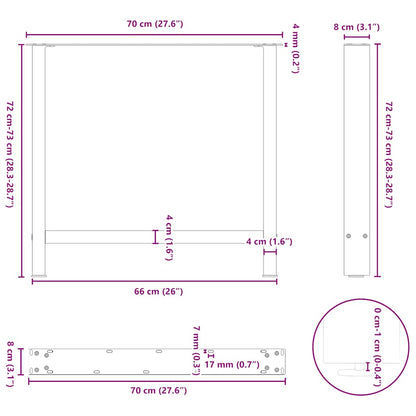 Couchtischbeine Schwarz 2 Stk. 70x(72-73) cm Stahl