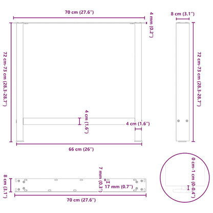 Couchtischbeine Anthrazit 2 Stk. 70x(72-73) cm Stahl