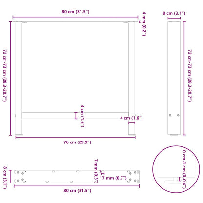 Couchtischbeine Schwarz 2 Stk. 80x(72-73) cm Stahl