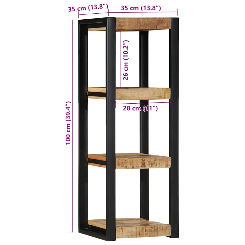 Wandregal 35x35x100 cm Raues Massivholz Mango