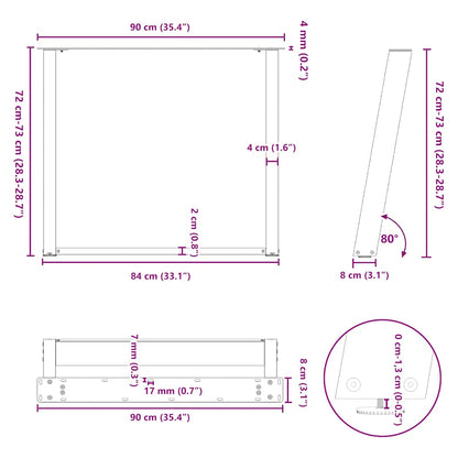 Esstischbeine U-Form 2 Stk. Anthrazit 90x(72-73) cm Stahl