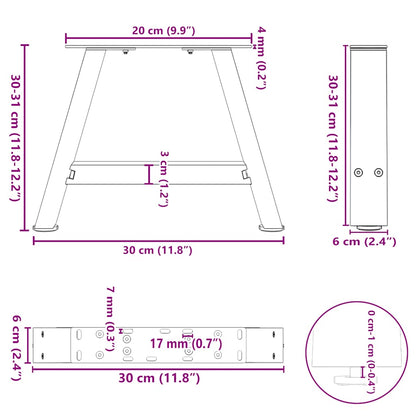 Couchtischbeine A-Form 2 Stk. Schwarz 30x(30-31) cm Stahl