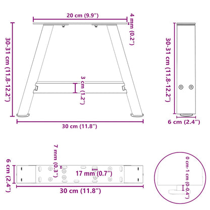 Couchtischbeine A-Form 2 Stk. Weiß 30x(30-31) cm Stahl