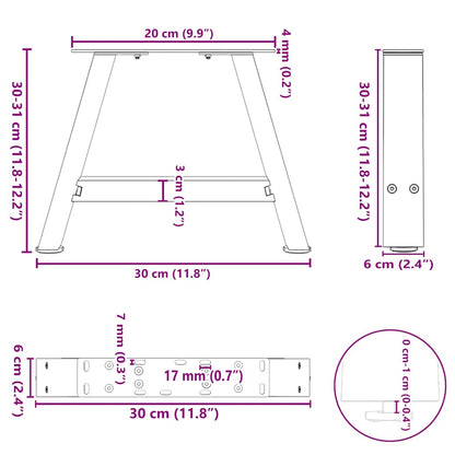 Couchtischbeine A-Form 2 Stk. Anthrazit 30x(30-31) cm Stahl