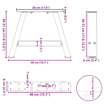 Couchtischbeine A-Form 2 Stk. Schwarz 40x(30-31) cm Stahl