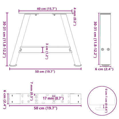 Couchtischbeine A-Form 2 Stk. Schwarz 50x(30-31) cm Stahl