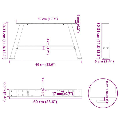 Couchtischbeine A-Form 2 Stk. Weiß 60x(30-31) cm Stahl