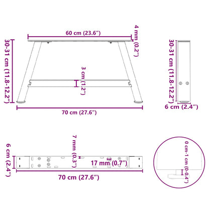 Couchtischbeine A-Form 2 Stk. Weiß 70x(30-31) cm Stahl