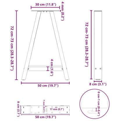 Couchtischbeine A-Form 2 Stk. Weiß 50x(72-73) cm Stahl