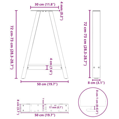 Couchtischbeine A-Form 2 Stk. Anthrazit 50x(72-73) cm Stahl