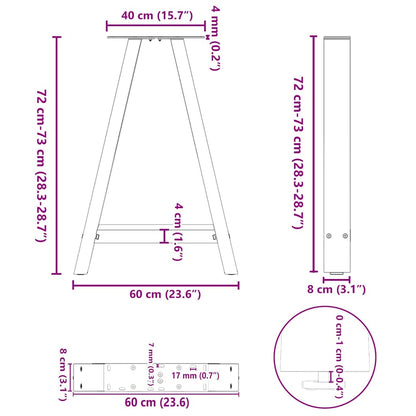 Couchtischbeine A-Form 2 Stk. Weiß 60x(72-73) cm Stahl