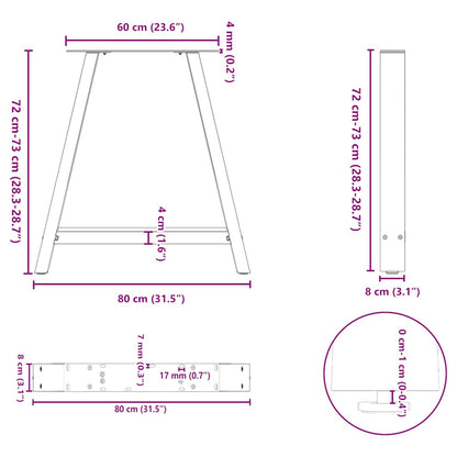 Couchtischbeine A-Form 2 Stk. Schwarz 80x(72-73) cm Stahl