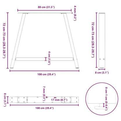 Couchtischbeine A-Form 2 Stk. Schwarz 100x(72-73) cm Stahl