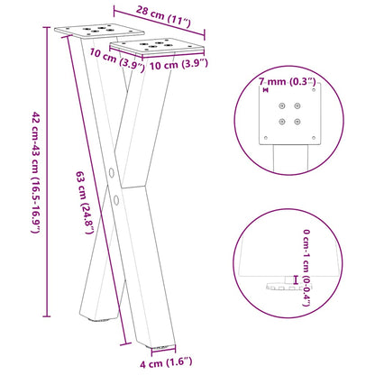 Couchtischbeine X-Form 2 Stk. Weiß 28x(42-43) cm Stahl