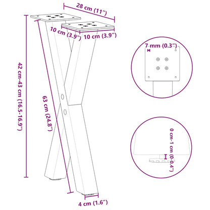 Couchtischbeine X-Form 2 Stk. Anthrazit 28x(42-43) cm Stahl