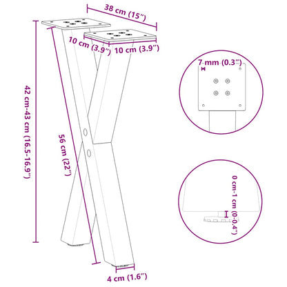 Couchtischbeine X-Form 2 Stk. Weiß 38x(42-43) cm Stahl